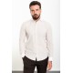 Beige And White Color Striped Design Classic Men's Cotton Shirt