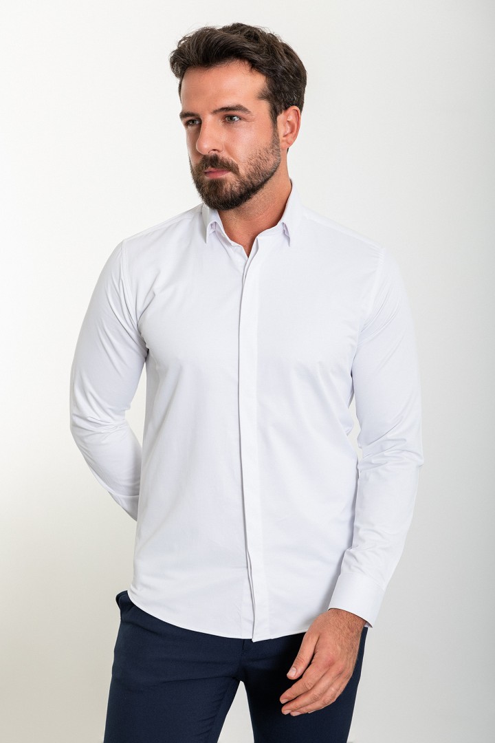 White Color Classic Men's Cotton Shirt