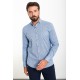 Blue Color Figured Design Classic Cotton Men's Shirt