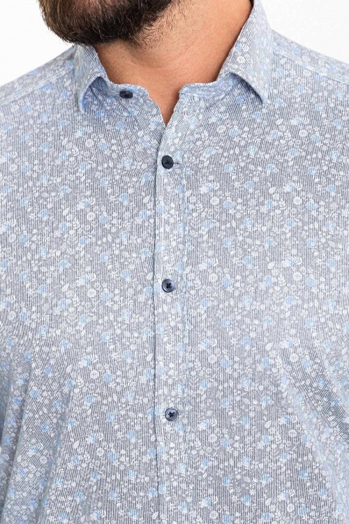 White Color Figured Design Classic Cotton Men's Shirt