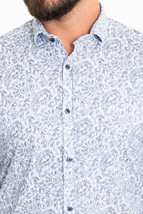 White Color Figured Design Classic Cotton Men's Shirt