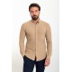 Camel Color Dobby Design Casual Cotton Men's Shirt
