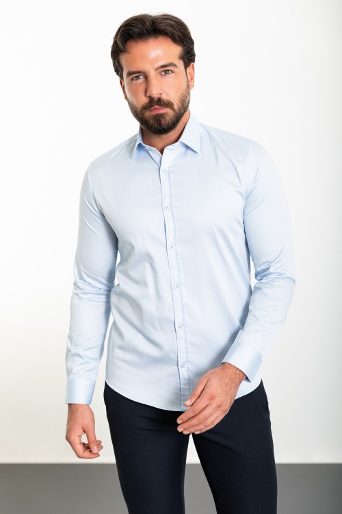 Blue Color Classic Men's Cotton Shirt