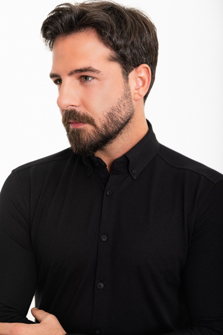 Black Color Classic Cotton Men's Shirt