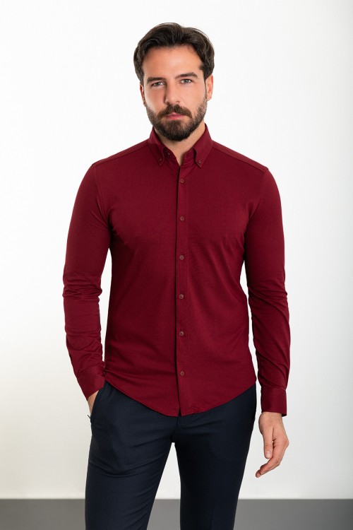 Claret Red Color Classic Cotton Men's Shirt