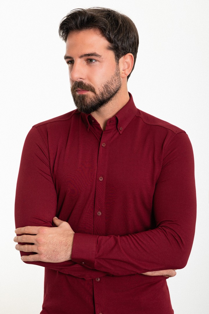 Claret Red Color Classic Cotton Men's Shirt