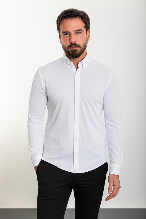 White Color Classic Cotton Men's Shirt