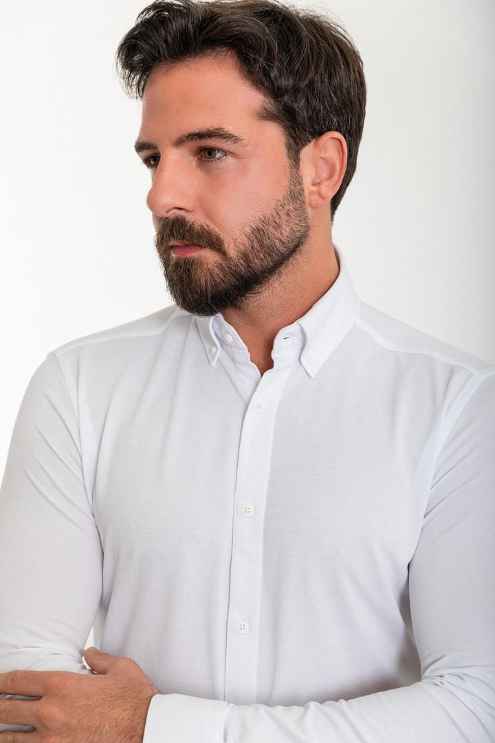 White Color Classic Cotton Men's Shirt