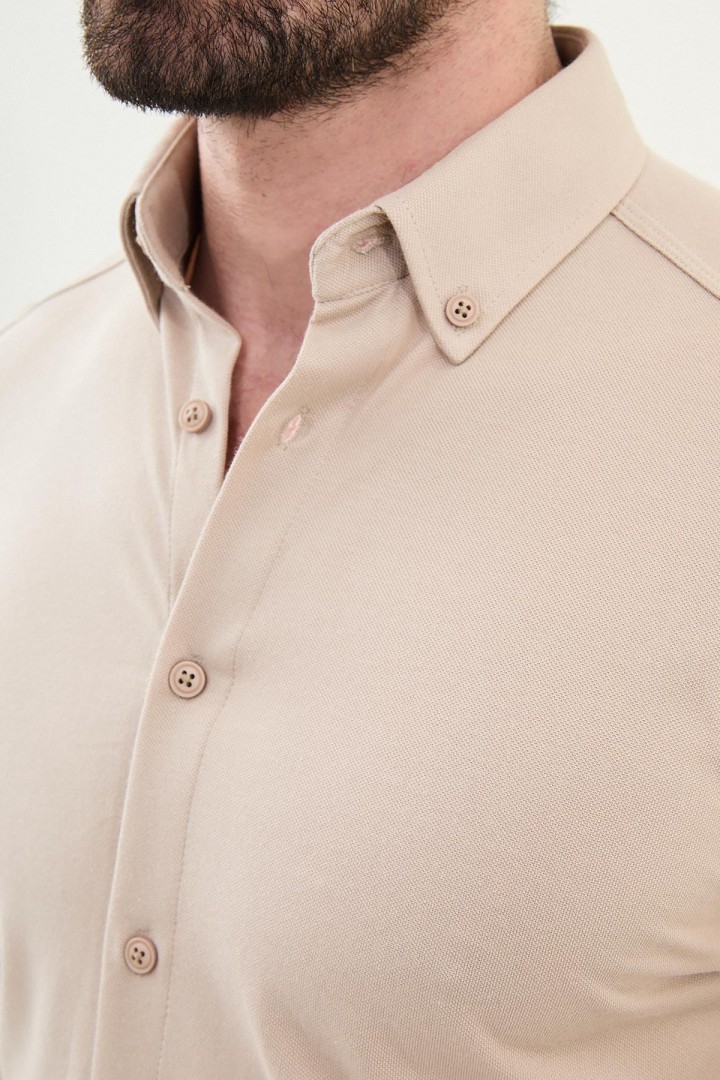 Beige Color Classic Men's Cotton Shirt