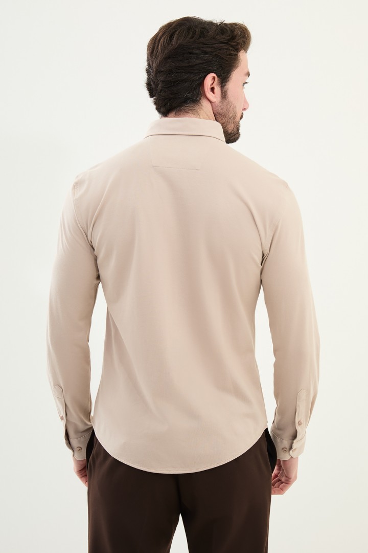 Beige Color Classic Men's Cotton Shirt