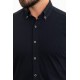 Dark Blue Color Short Sleeve And Dobby Design Casual Cotton Men's Shirt