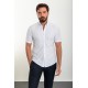 White Color Short Sleeve And Dobby Design Casual Cotton Men's Shirt
