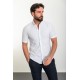 White Color Short Sleeve And Dobby Design Casual Cotton Men's Shirt