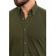 Khaki Color Short Sleeve And Dobby Design Casual Cotton Men's Shirt