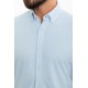 Blue Color Short Sleeve And Dobby Design Casual Cotton Men's Shirt