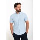 Blue Color Short Sleeve And Dobby Design Casual Cotton Men's Shirt
