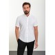 White Color Short Sleeve And Dobby Design Casual Cotton Men's Shirt