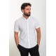 White Color Short Sleeve And Dobby Design Casual Cotton Men's Shirt
