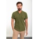 Khaki Color Flap Pocket Design Casual Short Sleeved Men's Shirt