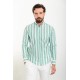 Green And White Color Striped Design Casual Cotton Men's Shirt