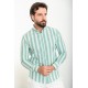 Green And White Color Striped Design Casual Cotton Men's Shirt