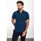 Dark Blue Color Figured Design Casual Short Sleeved Men's Shirt