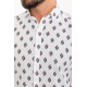 White And Red Color Figured Design Casual Short Sleeved Men's Shirt