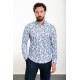 Dark Blue Color Figured Design Casual Cotton Men's Shirt