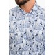 Dark Blue Color Figured Design Casual Cotton Men's Shirt