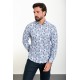 Dark Blue Color Figured Design Casual Cotton Men's Shirt