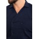 Dark Blue Color Double Breasted And Shirt Collar Design Casual Men's Shirt