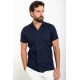 Dark Blue Color Double Breasted And Shirt Collar Design Casual Men's Shirt