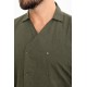 Khaki Color Double Breasted And Shirt Collar Design Casual Men's Shirt