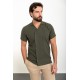 Khaki Color Double Breasted And Shirt Collar Design Casual Men's Shirt