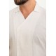 Ecru Color Double Breasted And Shirt Collar Design Casual Men's Shirt