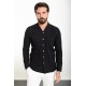 Black Color Figured And Hanging Pocket Design Casual Men's Shirt