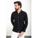 Black Color Figured And Hanging Pocket Design Casual Men's Shirt