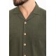 Khaki Color Figured And Hanging Pocket Design Casual Men's Shirt