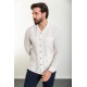 Ecru Color Figured And Hanging Pocket Design Casual Men's Shirt