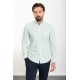 White And Green Color Striped Figured Design Classic Cotton Men's Shirt