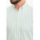 White And Green Color Striped Figured Design Classic Cotton Men's Shirt