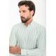 White And Green Color Striped Figured Design Classic Cotton Men's Shirt