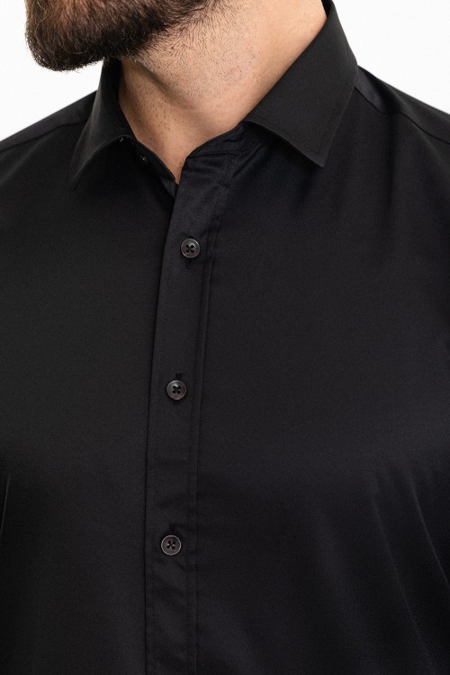 Black Color Classic Cotton Men's Shirt