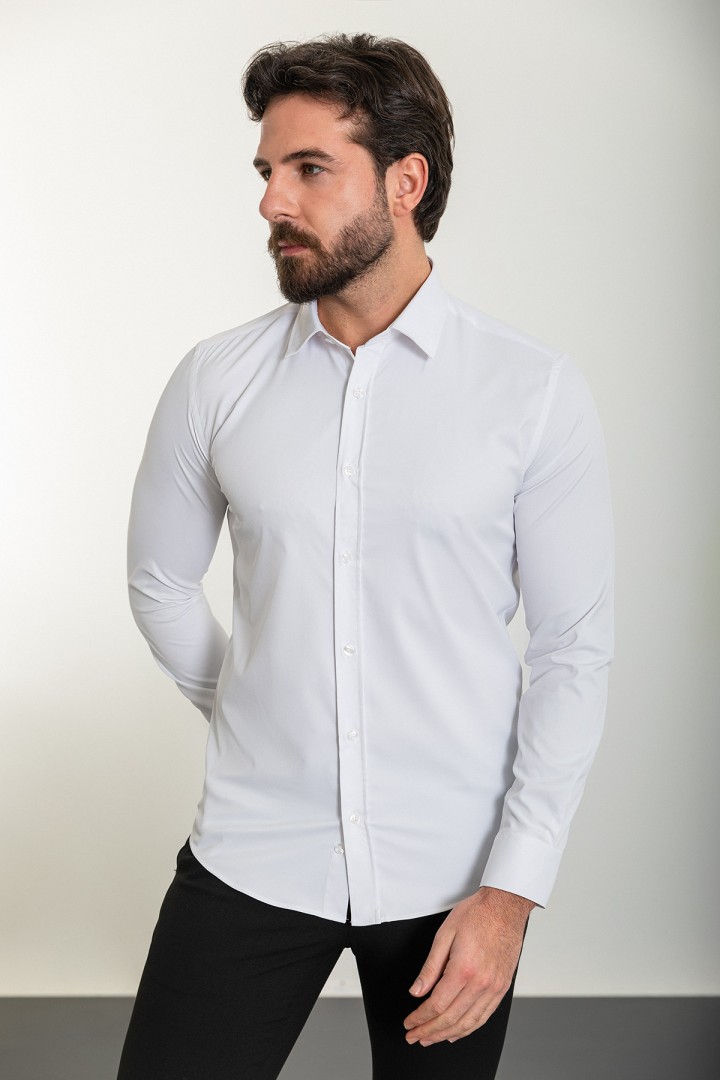 White Color Classic Cotton Men's Shirt