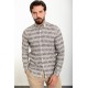 Brown Color Figured Design Casual Cotton Men's Shirt