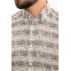 Brown Color Figured Design Casual Cotton Men's Shirt