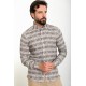 Brown Color Figured Design Casual Cotton Men's Shirt