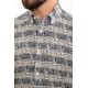 Dark Blue Color Figured Design Casual Cotton Men's Shirt