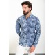 Dark Blue Color Figured Design Casual Cotton Men's Shirt