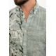 Khaki Color Figured Design Casual Cotton Men's Shirt